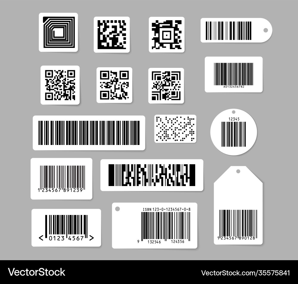 Barcode and qr code set vector image