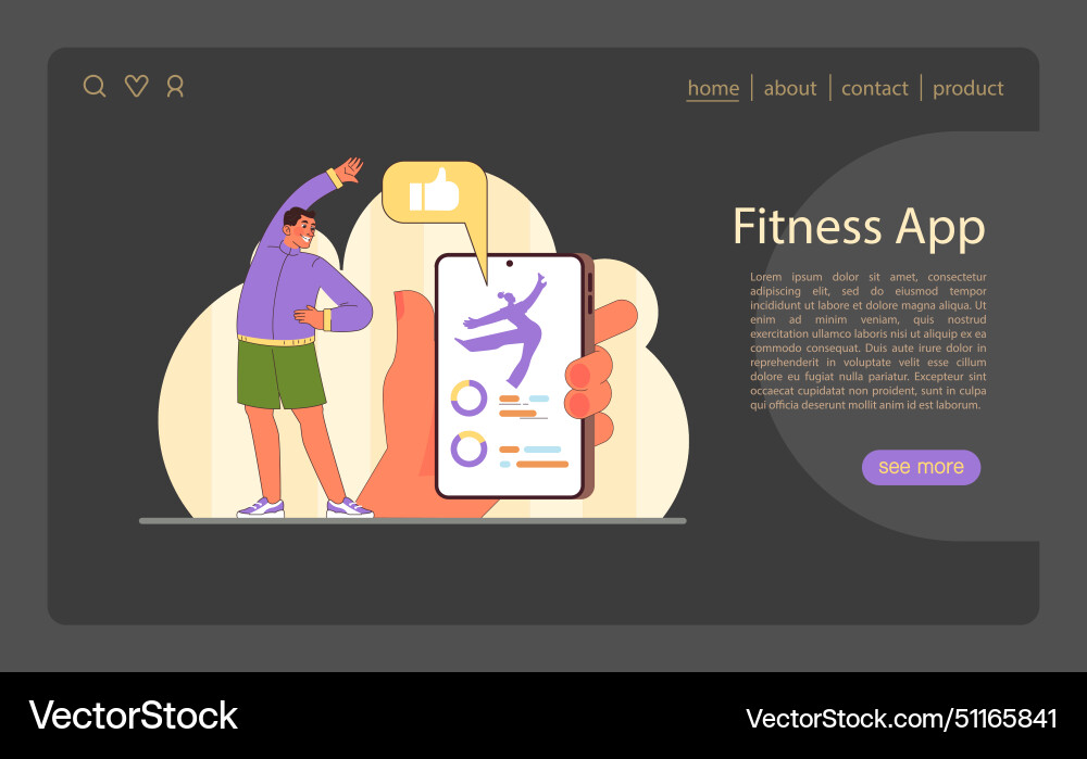 Fitness app man achieves Royalty Free Vector Image
