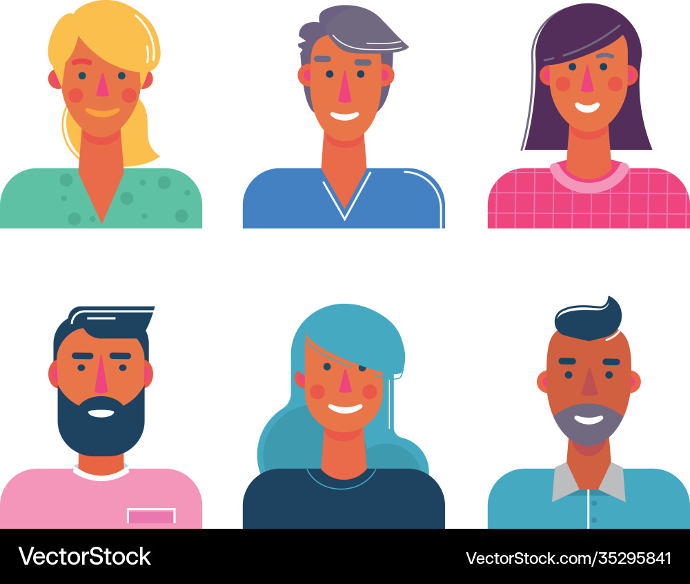 Material cartoon avatars trendy characters vector image