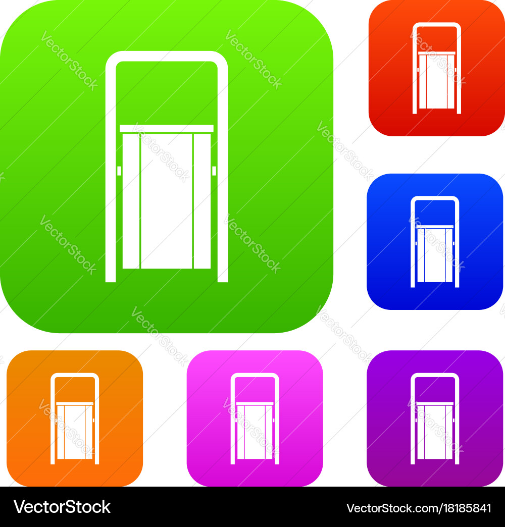 Public garbage bin set color collection vector image