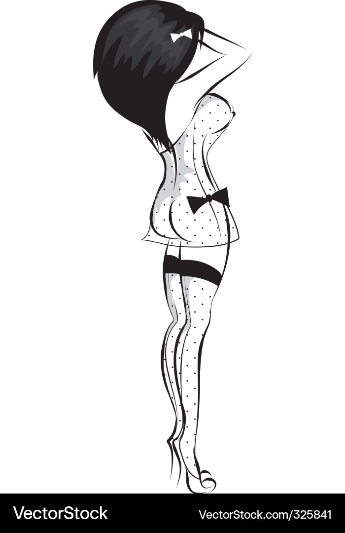 Retro Pin-Up Girl Sketch vector image