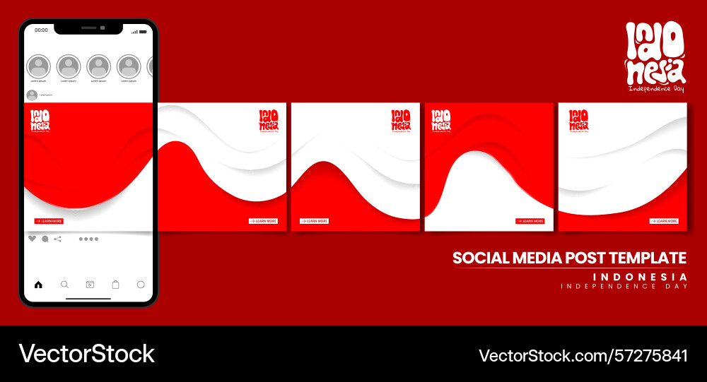 Set of carousel post design with waving Vector Image
