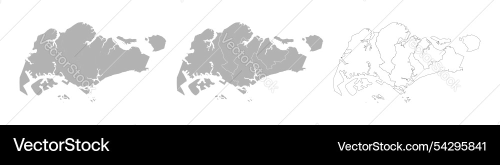 Set of singapore maps with main map and regional vector image