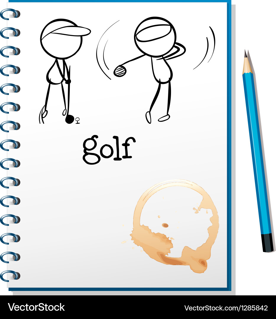 A notebook with sketch of two people playing Vector Image