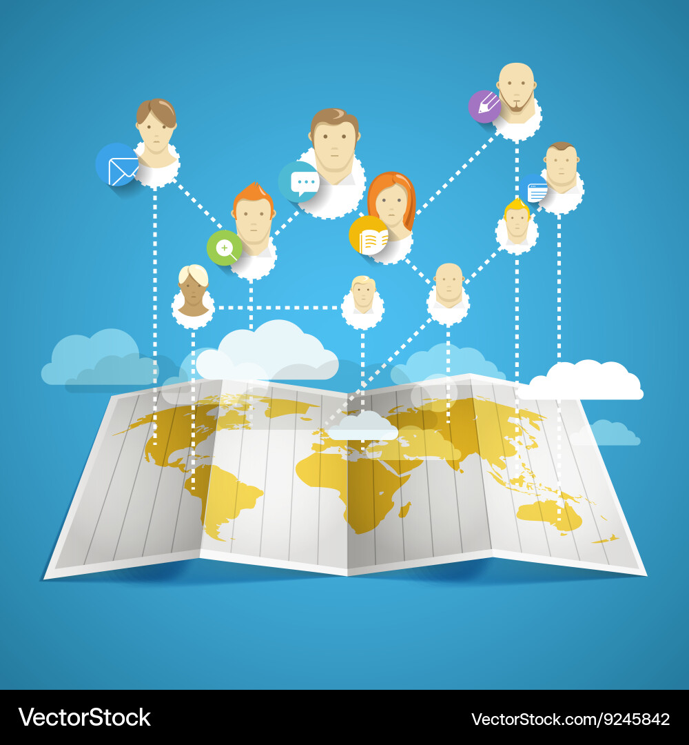 Abstract scheme of modern computer network vector image