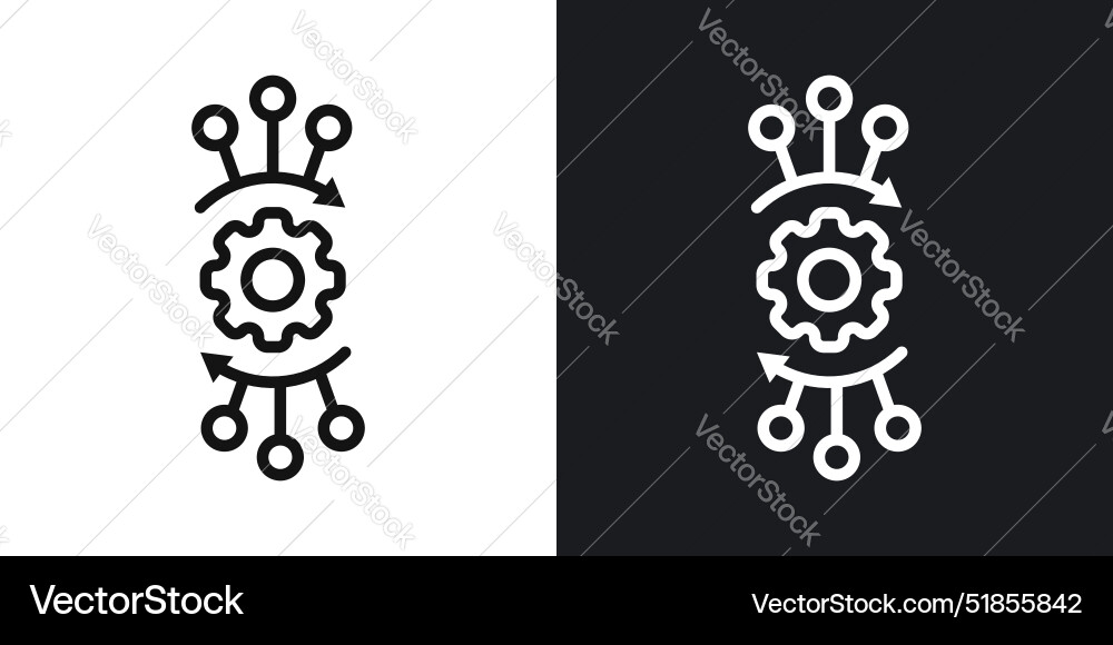 Algorithm icon set in black and white outlines Algorithm icon set in black and white outlines vector image