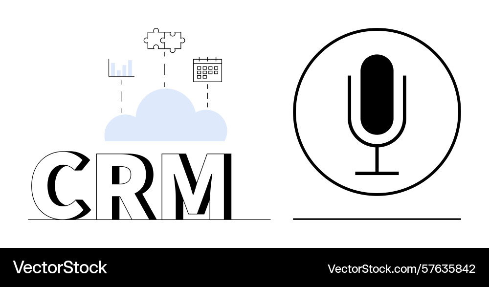 Cloud-based crm integration with voice command Cloud-based crm integration with voice command vector image