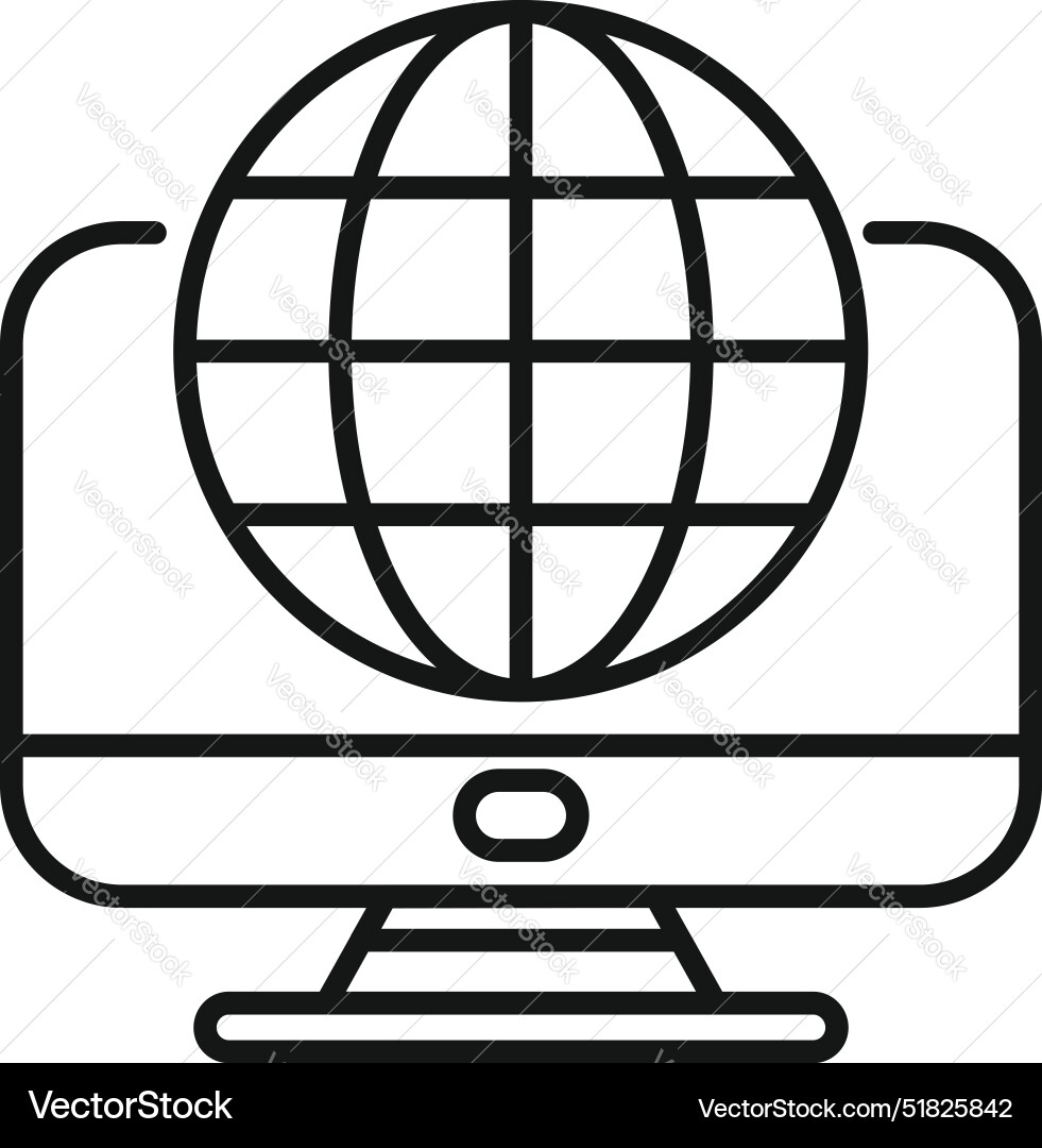 Computer monitor displaying globe icon Computer monitor displaying globe icon vector image