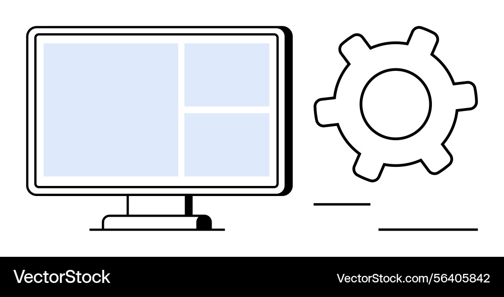 Computer screen with interface layout and large Computer screen with interface layout and large vector image
