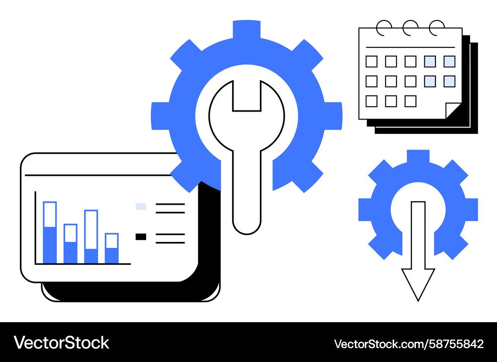 Data Analysis & Workflow Management Vector Image
