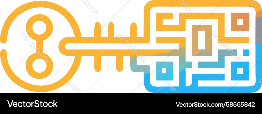 Digital Key with QR Code Vector Image
