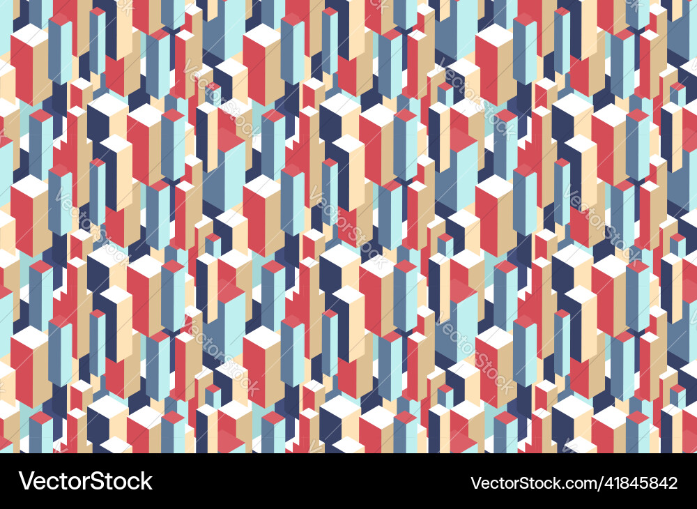 Geometric seamless pattern of 3d blocks vector image