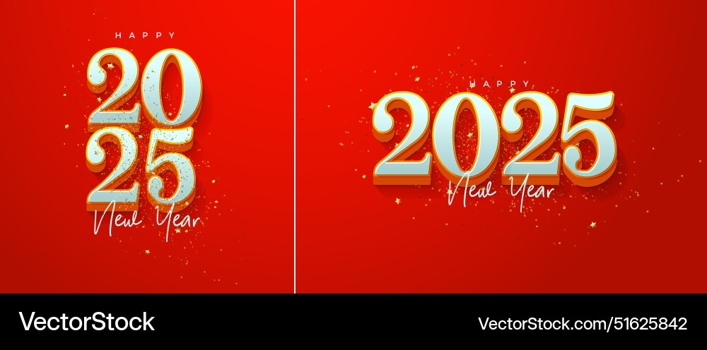 Happy new year design 2025 with 3d script numbers Happy new year design 2025 with 3d script numbers Vector Image