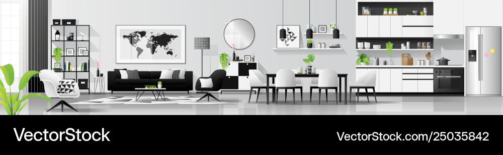 Modern Black and White Interior Royalty Free Vector Image