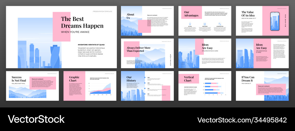 Modern minimalistic presentation templates set Modern minimalistic presentation templates set vector image