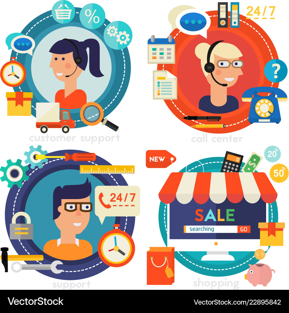 Online shopping customer and technical support Vector Image