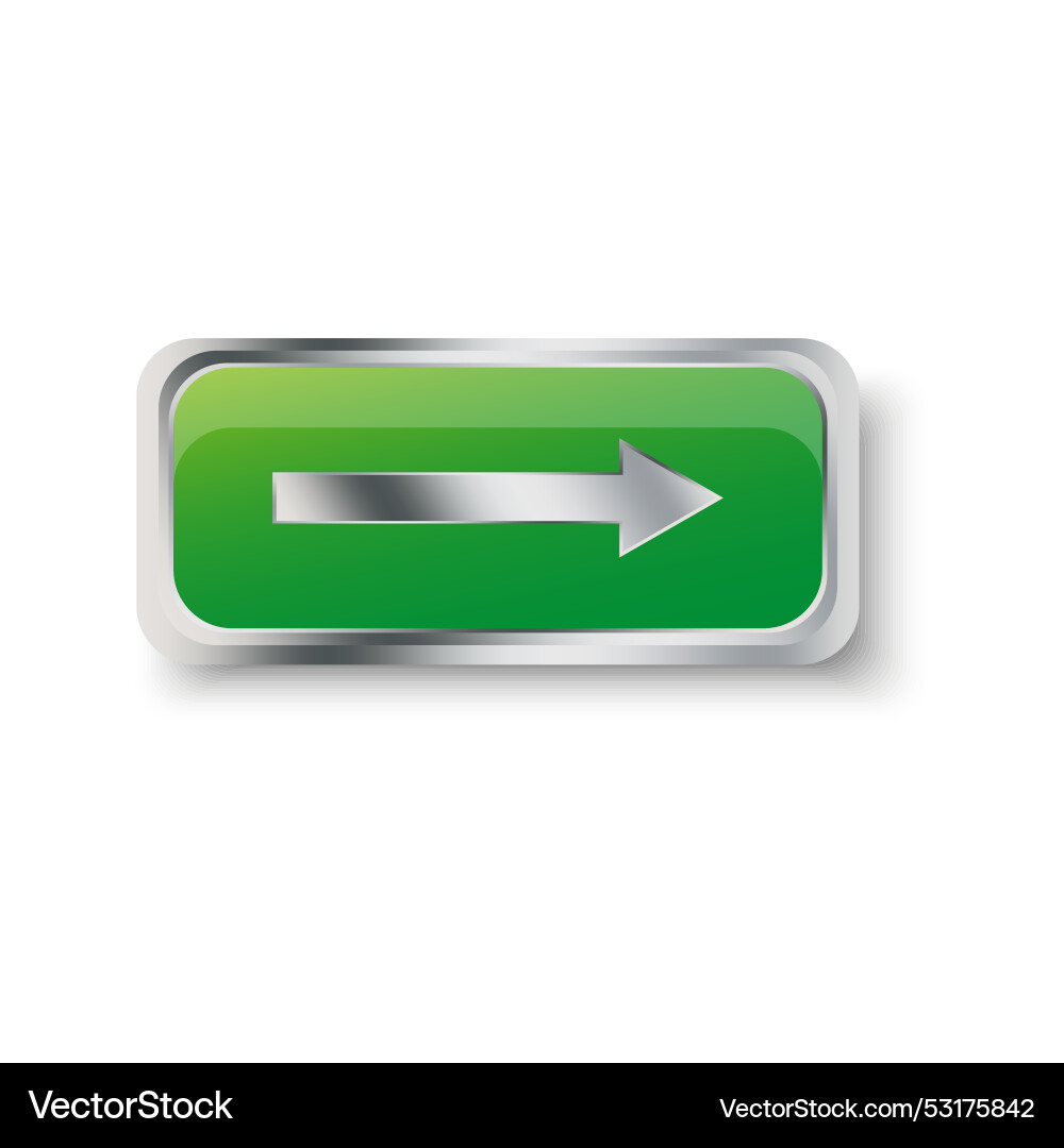 Rectangular green arrow button for web design Vector Image