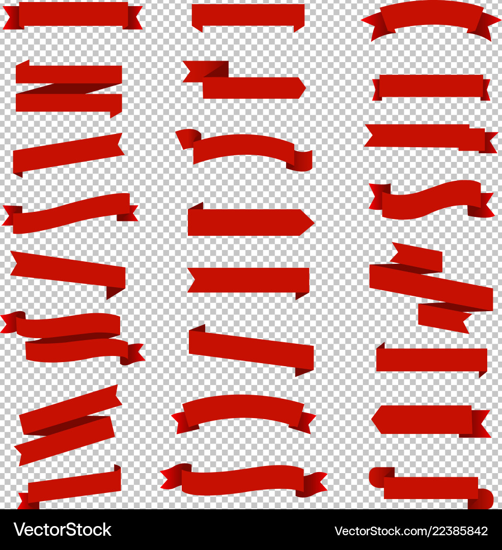 Red ribbon set in transparent background Red ribbon set in transparent background vector image