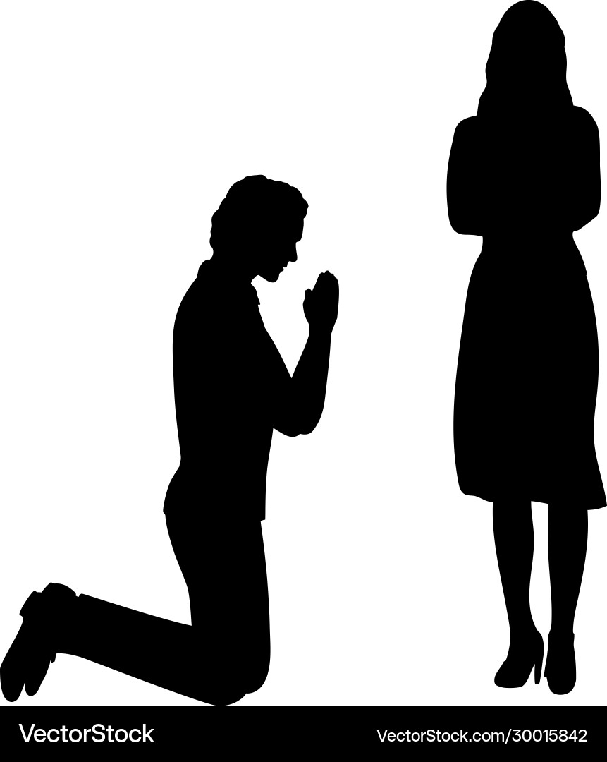 Silhouette man beg on his knees in front Silhouette man beg on his knees in front vector image