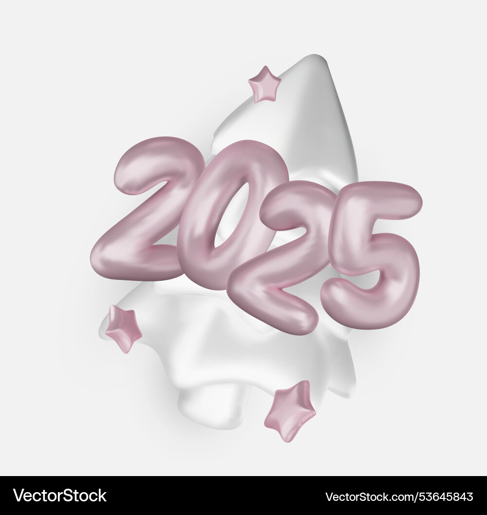 2025 happy new year realistic xmas tree and metal 2025 happy new year realistic xmas tree and metal vector image