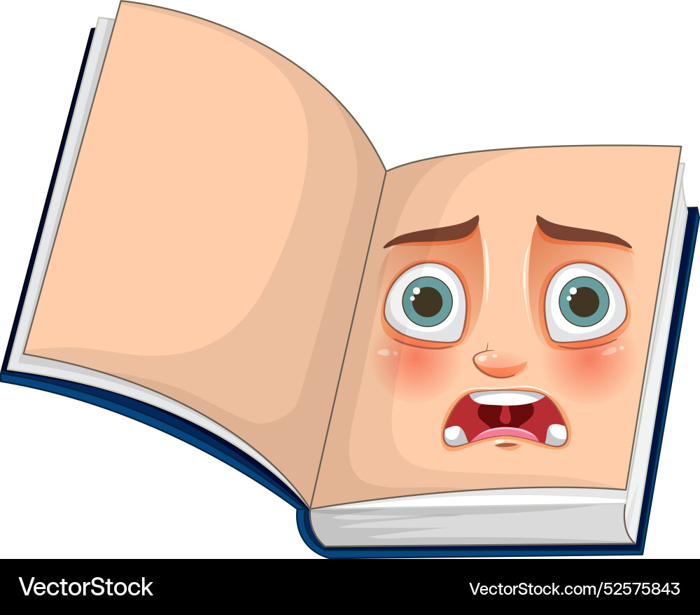 An open book with a scared face vector image