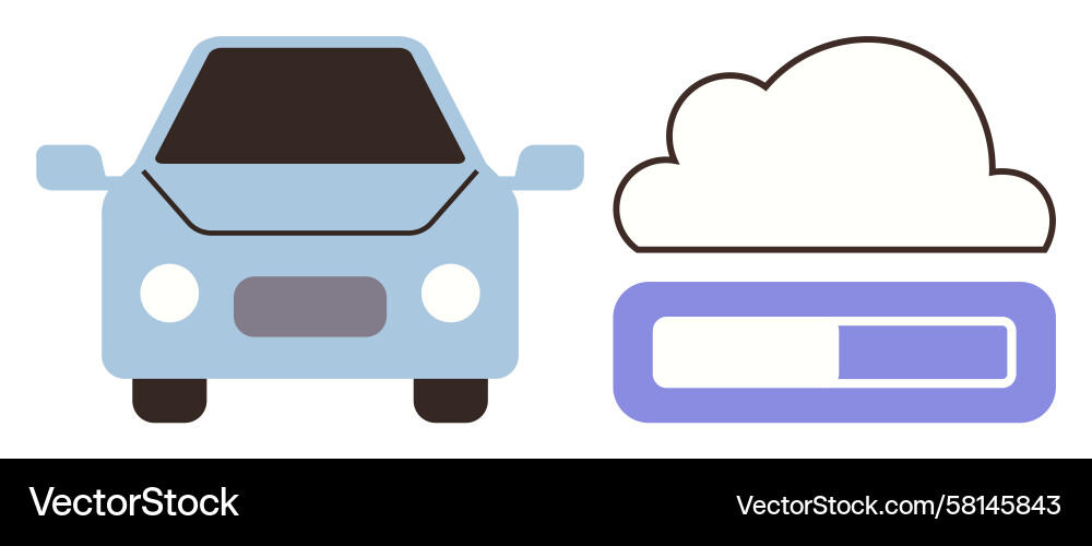 Autonomous Vehicle Data Sync Vector Image