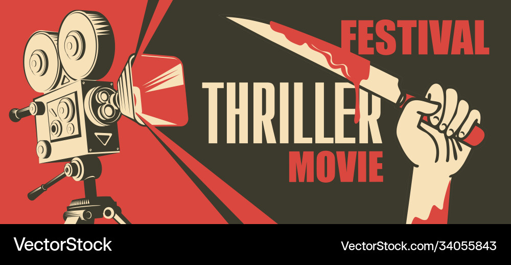 Banner für Thriller Filmfestival scary Kino vektorbild
