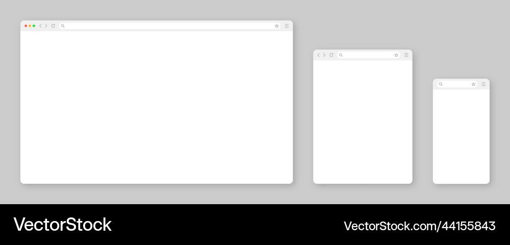 Blank web browser window with toolbar and search Blank web browser window with toolbar and search vector image