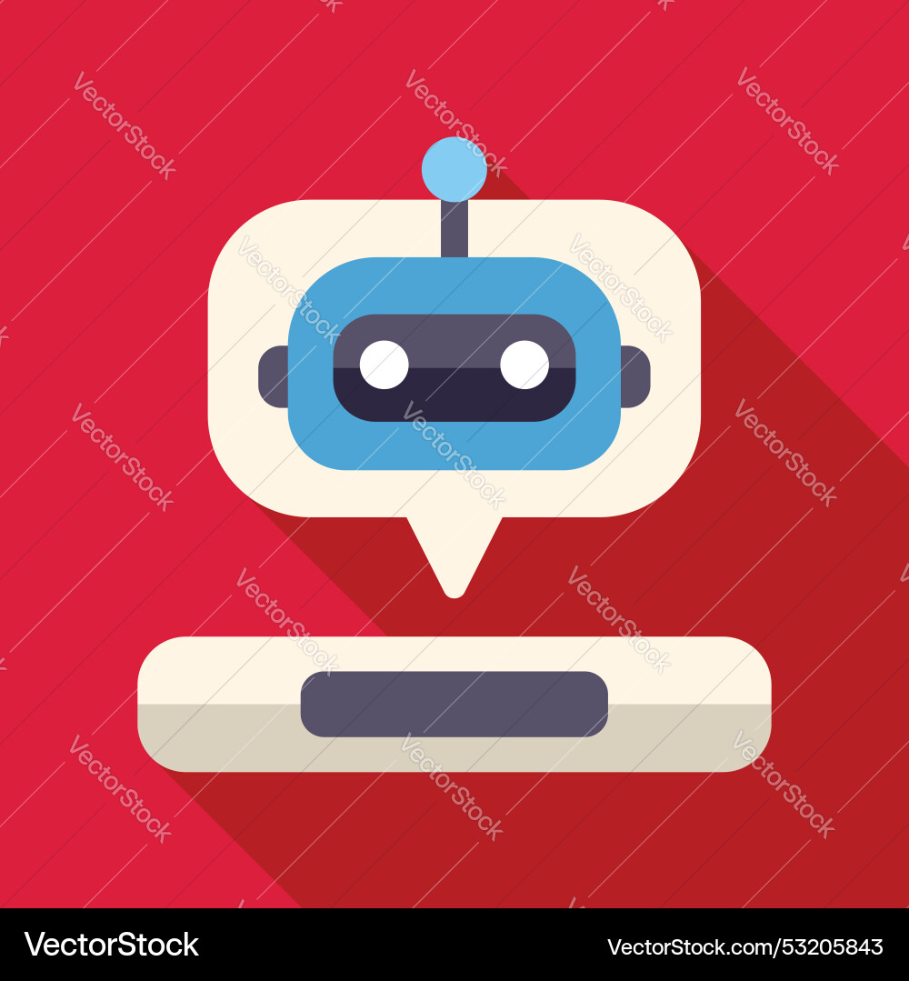 Chatbot speaking with a text bar and long shadow Chatbot speaking with a text bar and long shadow vector image