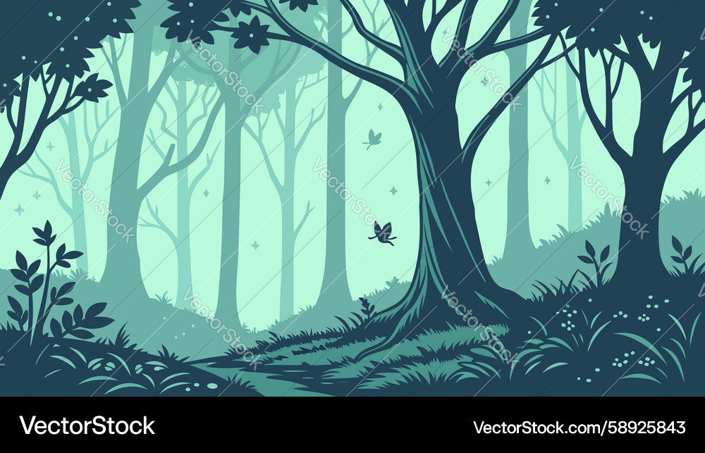 Deep forest path with rooted trees design Vector Image