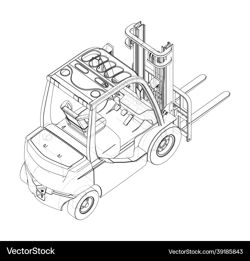 Forklift orthography Royalty Free Vector Image
