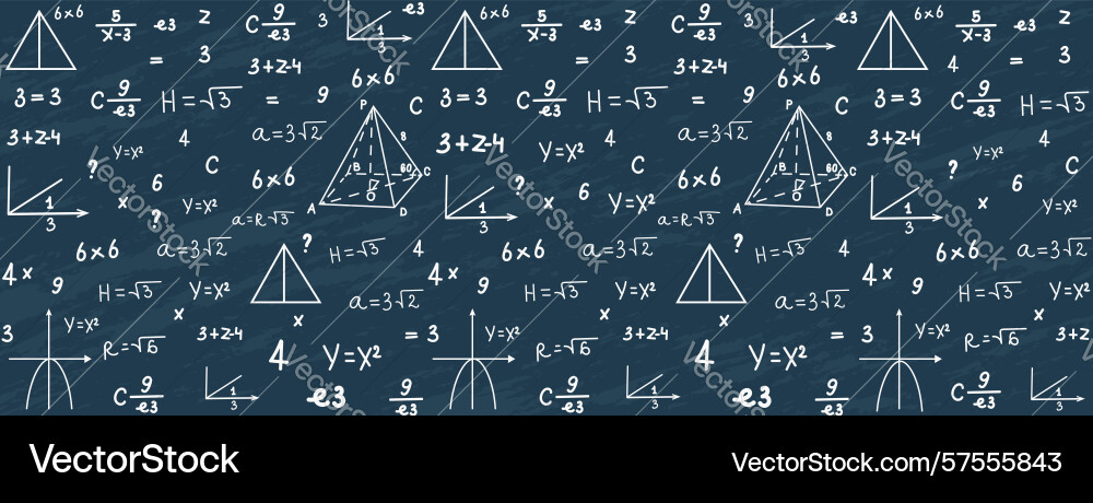 Hand drawn seamless math background with formulas Vector Image