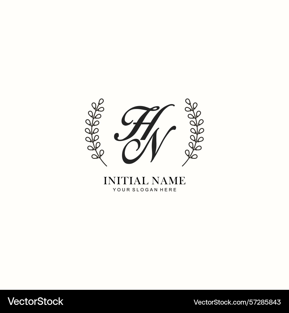 Hn initial logo templates with botanical elements Vector Image