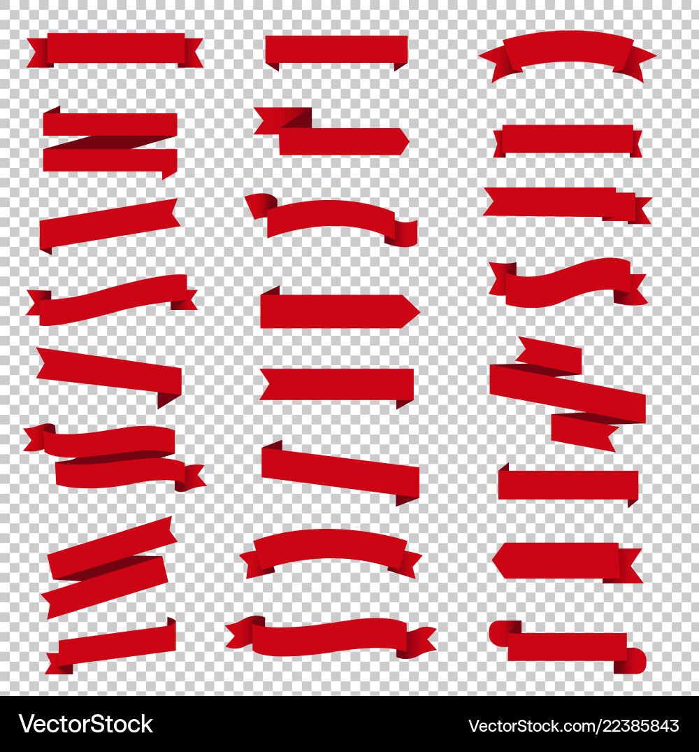 Red ribbon set in transparent background Red ribbon set in transparent background vector image
