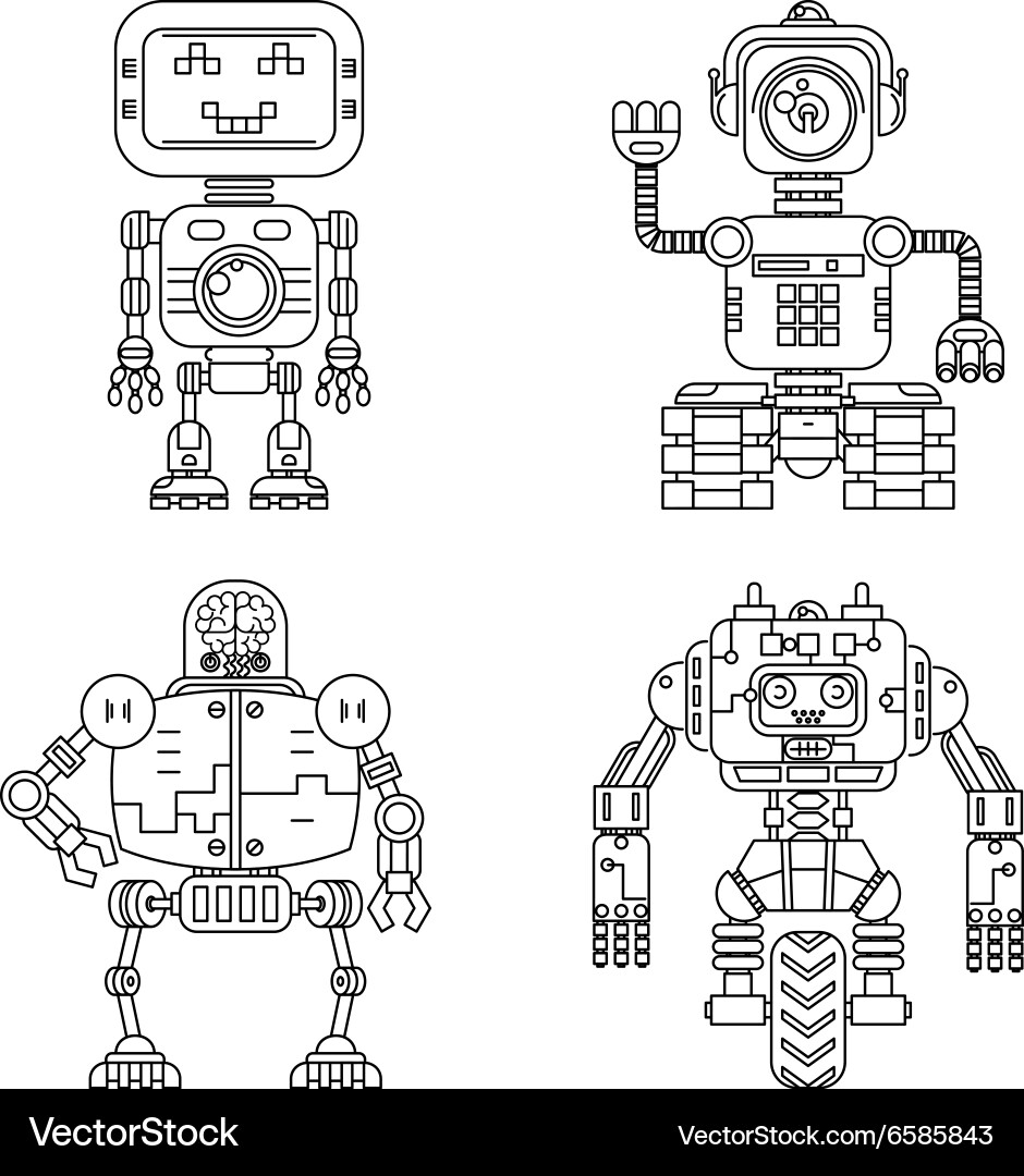 Robot Linear Style Collection vector image