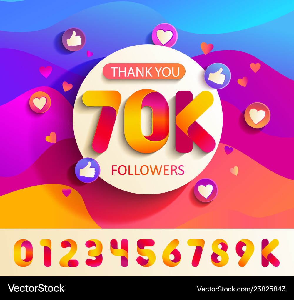 Set of numbers for thanks follower template design Set of numbers for thanks follower template design vector image