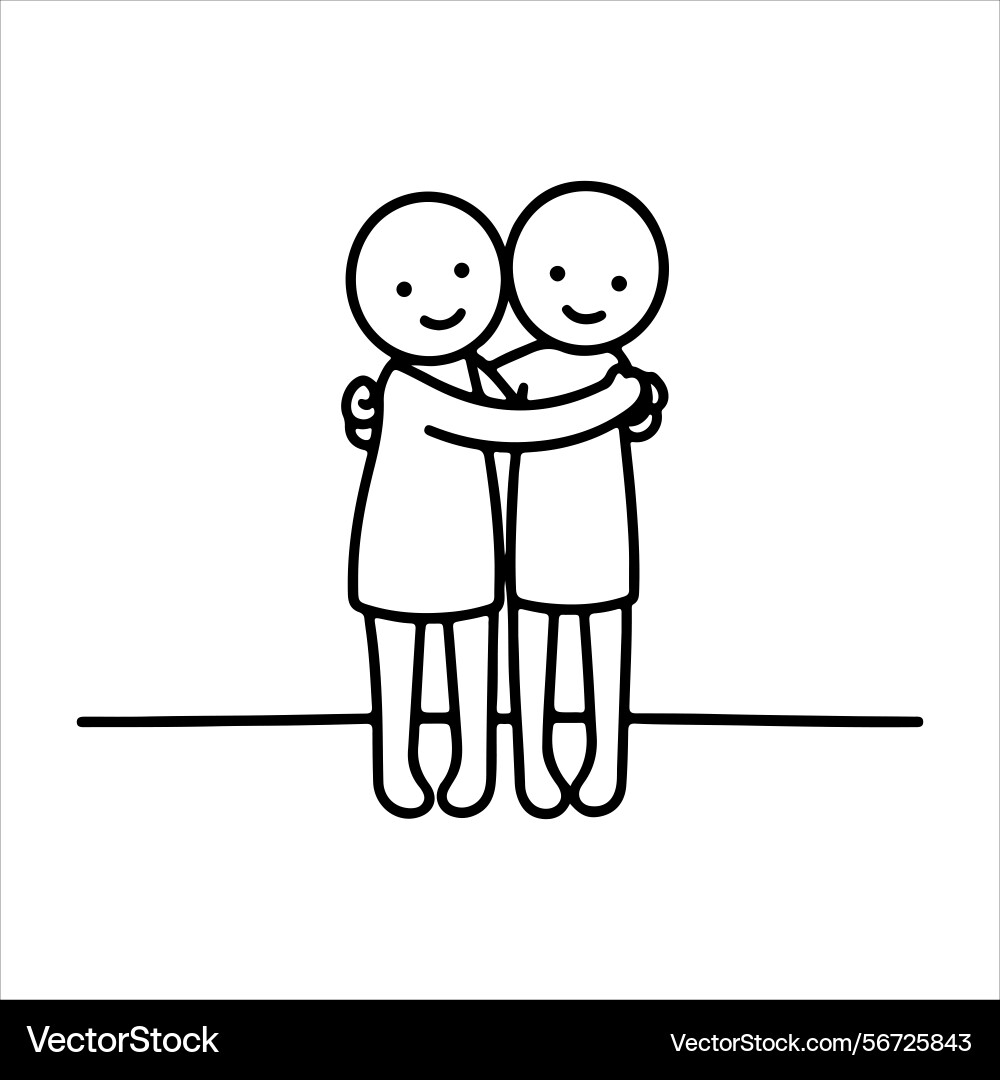 Simple of two stick figures hugging Simple of two stick figures hugging Vector Image
