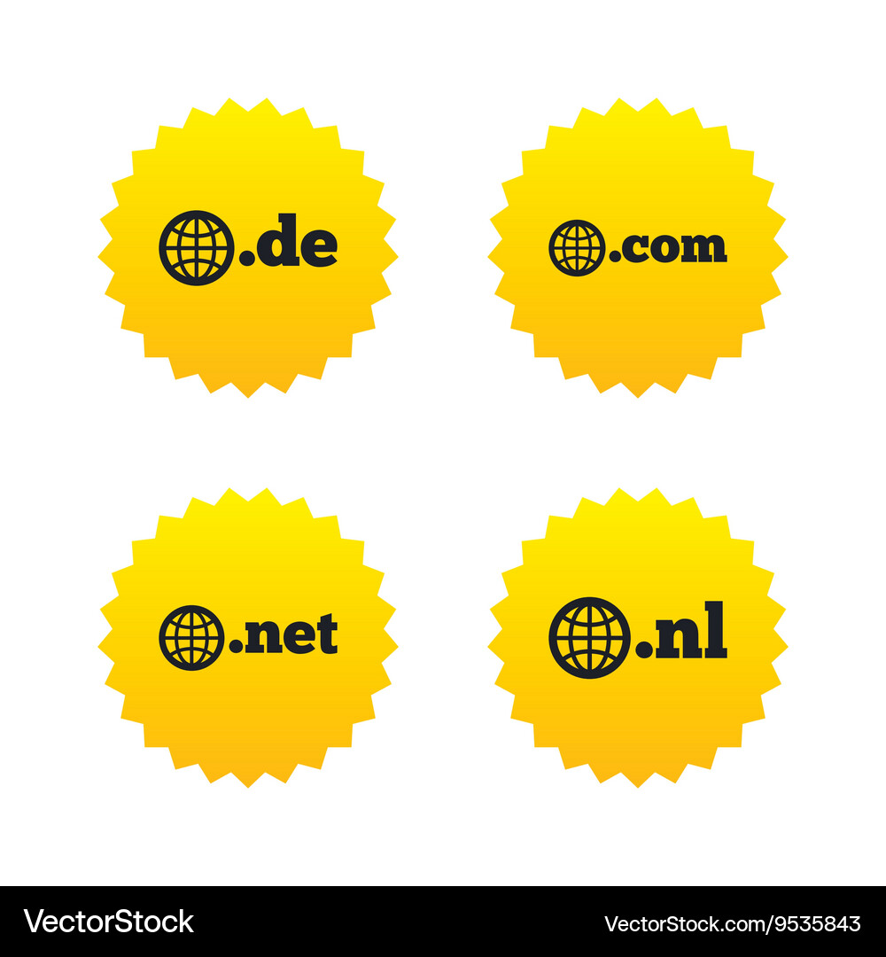 Top-level domains signs de com net and nl Vector Image