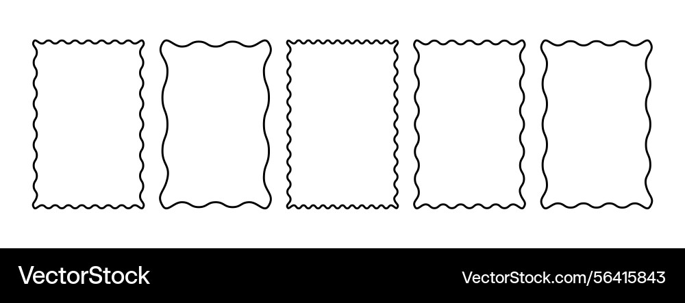 Wavy edge rectangle frames set zigzag borders Vector Image