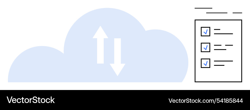 Cloud storage concept with up and down arrows Cloud storage concept with up and down arrows Vector Image