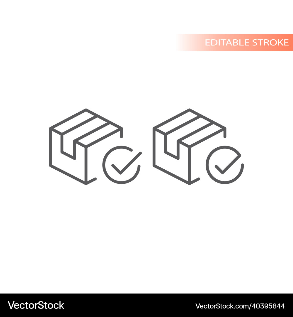 Delivery box with check mark line icon vector image