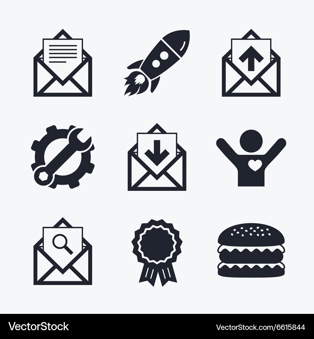 Mail envelope icons message document symbols Vector Image