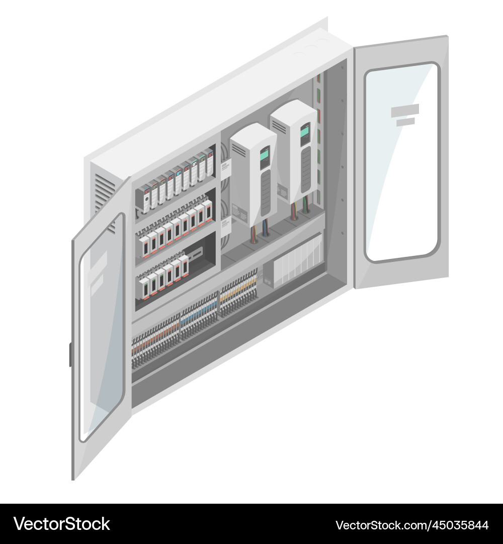 PLC Control System Box - Industrial Automation vector image