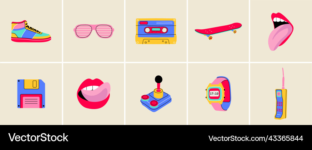 Retro 80s & 90s Elements Royalty Free Vector Image