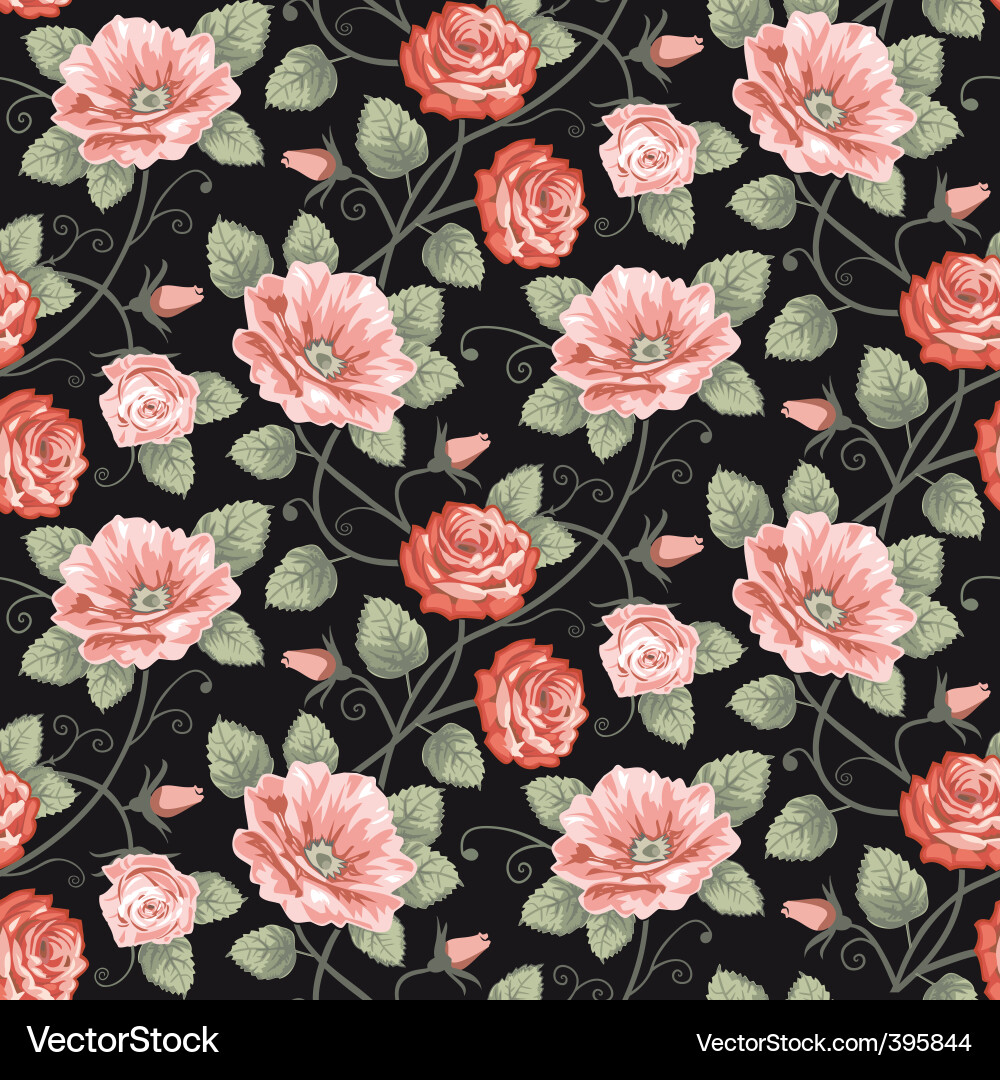 Romantic Rose Seamless Pattern vector image