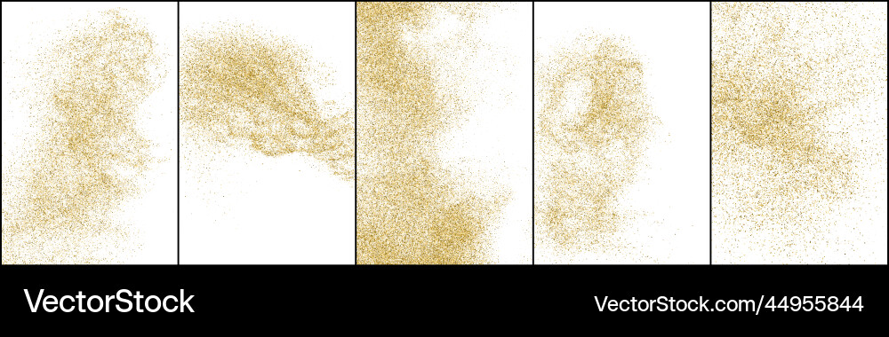 Set of gold glitter texture isolated on white vector image