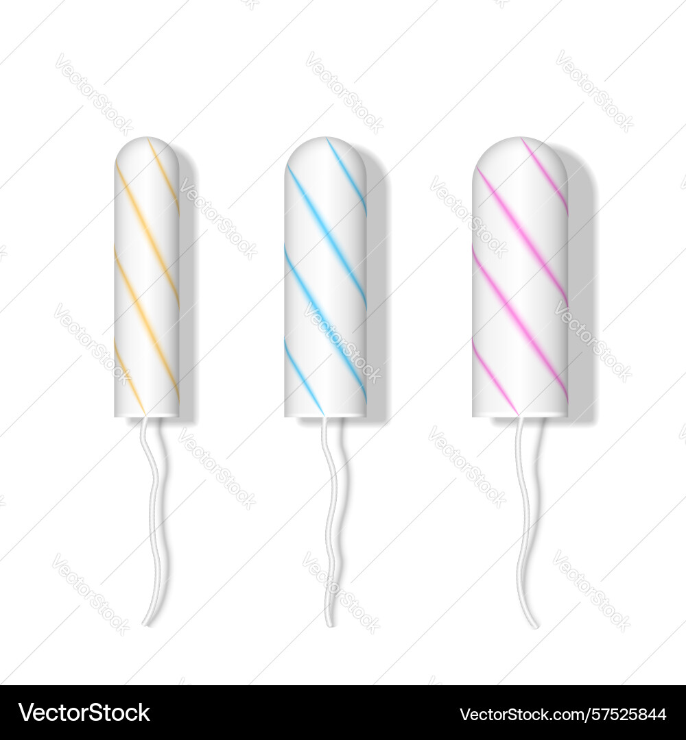 Three different tampon sizes top view isolated Three different tampon sizes top view isolated vector image