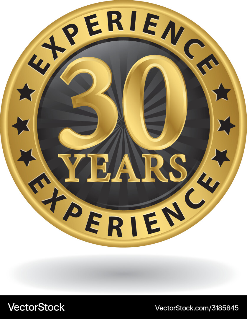 30 Years Experience - Gold Label Award Vector Image