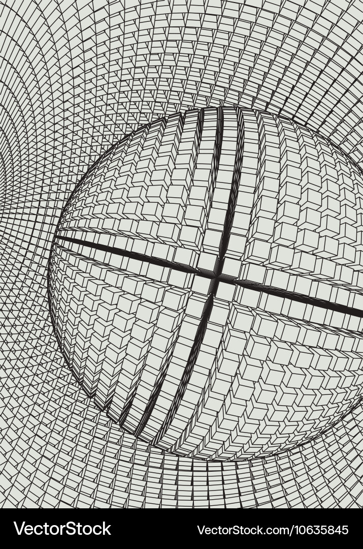 Abstract 3d illuminated distorted mesh sphere vector image