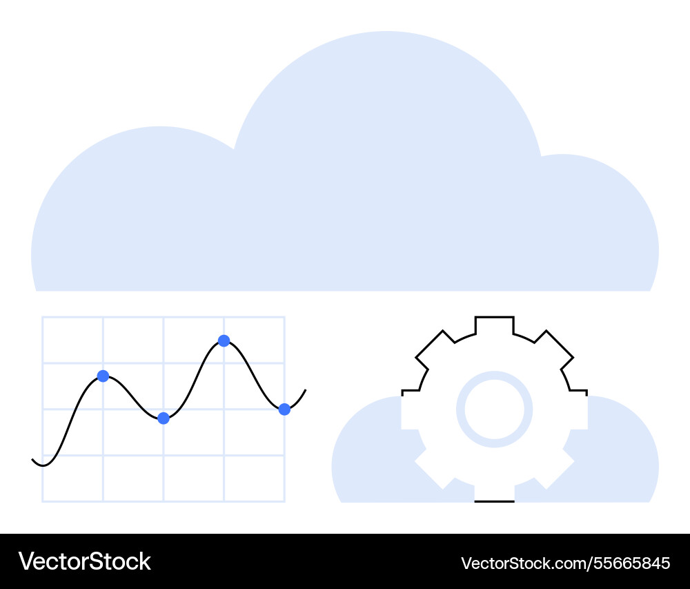 Cloud computing with analytics chart and gear Cloud computing with analytics chart and gear vector image